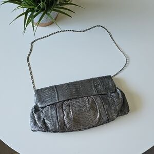 Carlos Falchi Gray Python Snakeskin Clutch